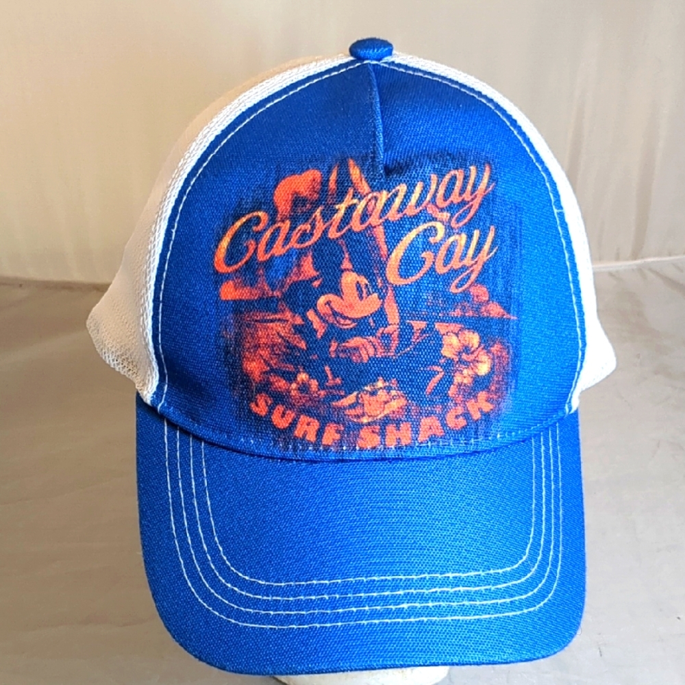 Blue Mesh Trucker Hat with Orange Graphic - Gastaway Cay Surf Shack
